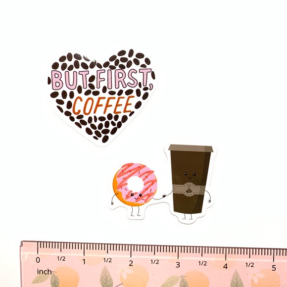 2 Piece Coffee Vinyl Stickers - Picture 2 of 2